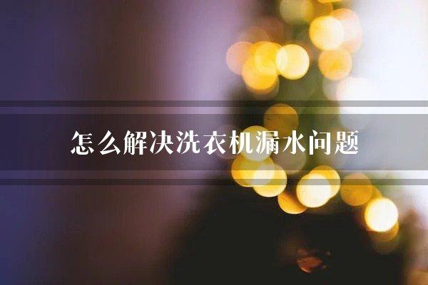 怎么解决洗衣机漏水问题